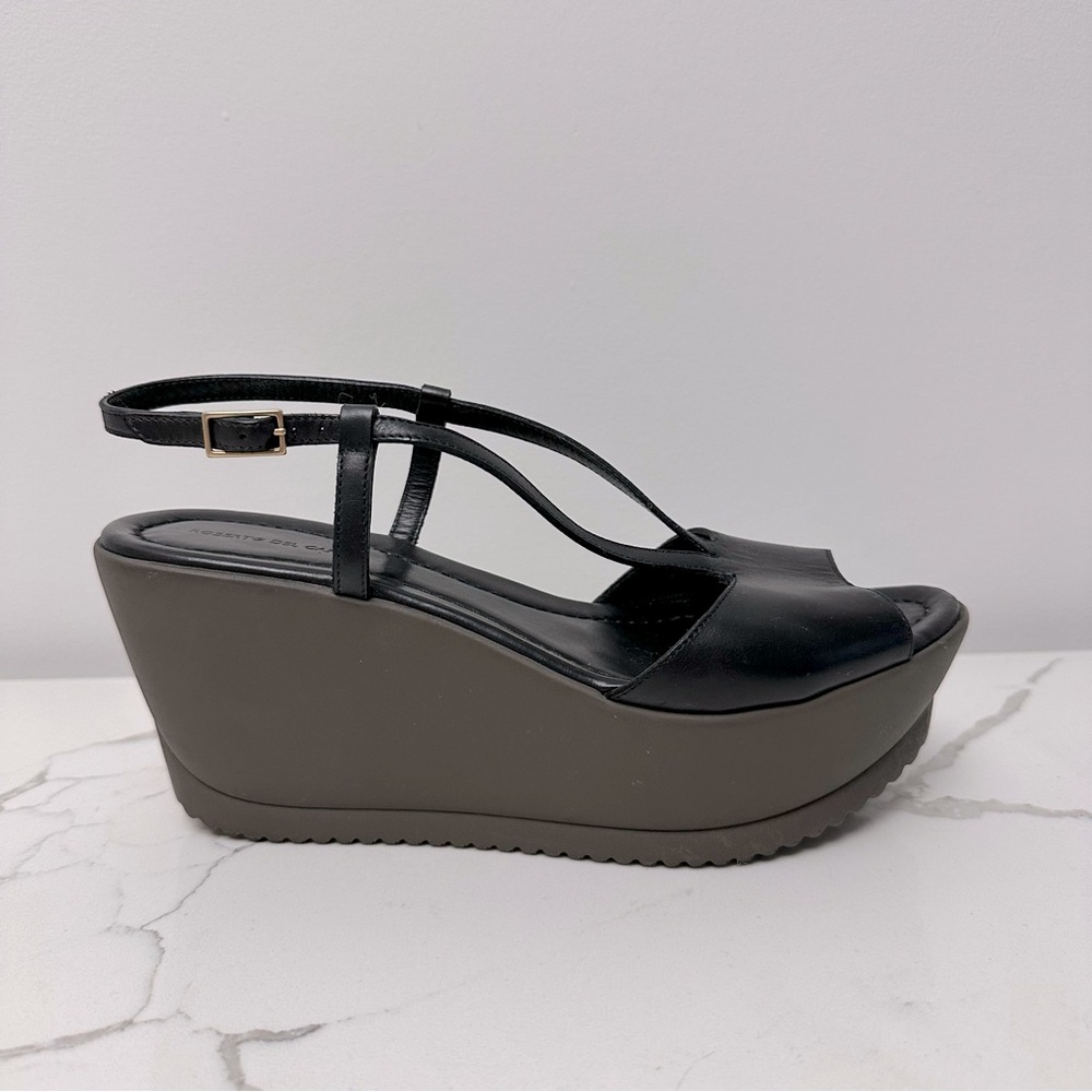 Roberto Del Carlo Grey & Black Wedge Sandals